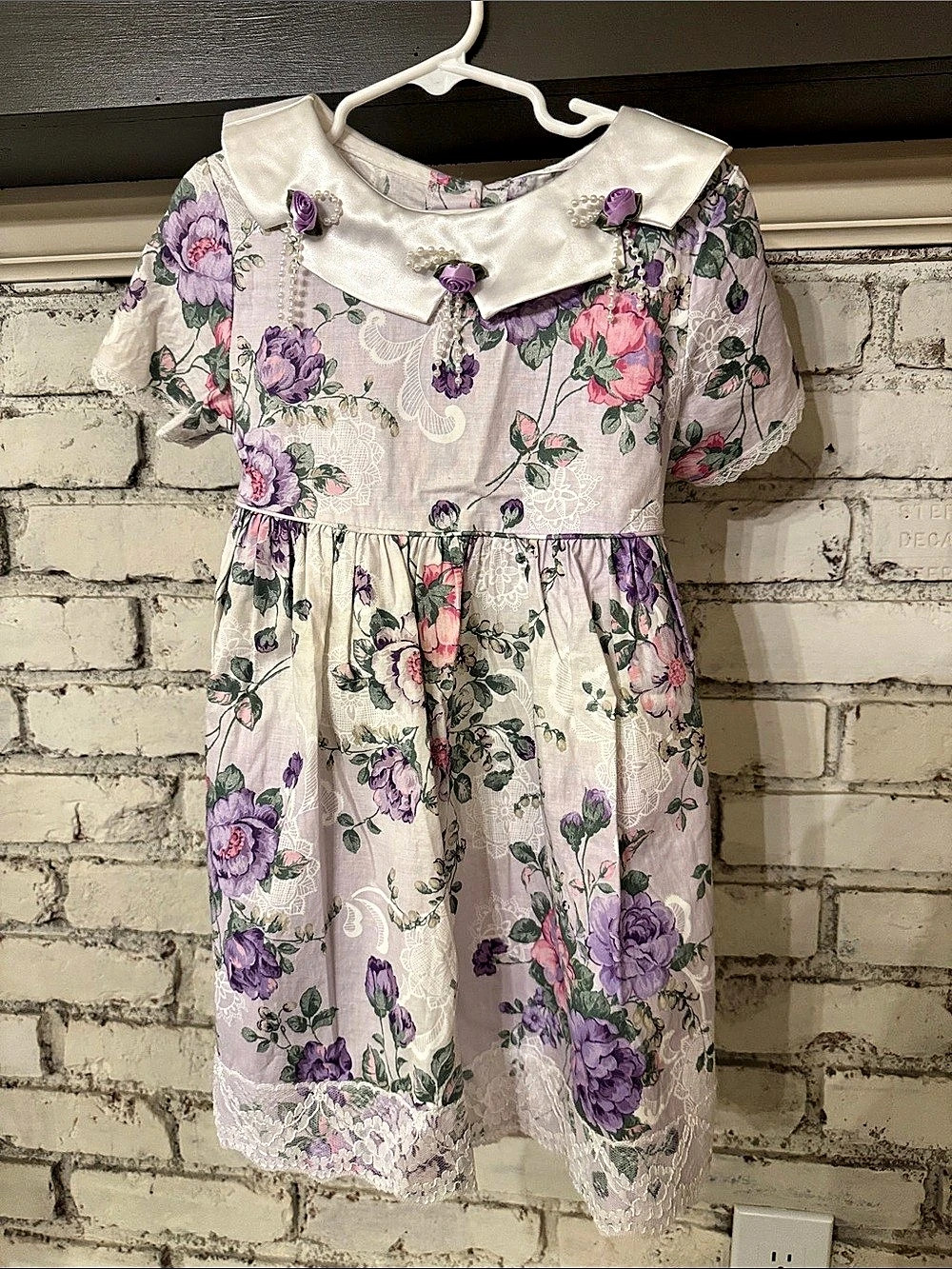 New Moves vintage Floral Lace-Trim Dress Size 6